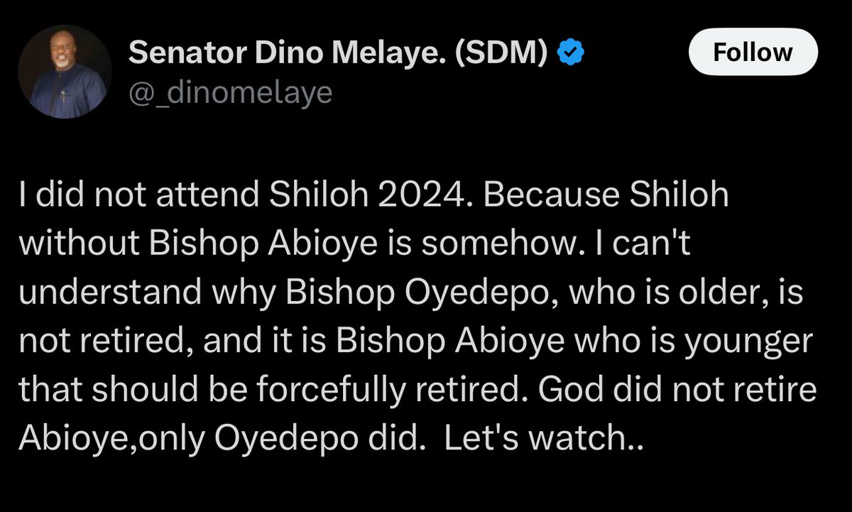 NigeriaStories's tweet photo. Dino Melaye drops a message about living faith church and Shiloh and why he didn’t attend https://t.co/qkP9BF2rh3