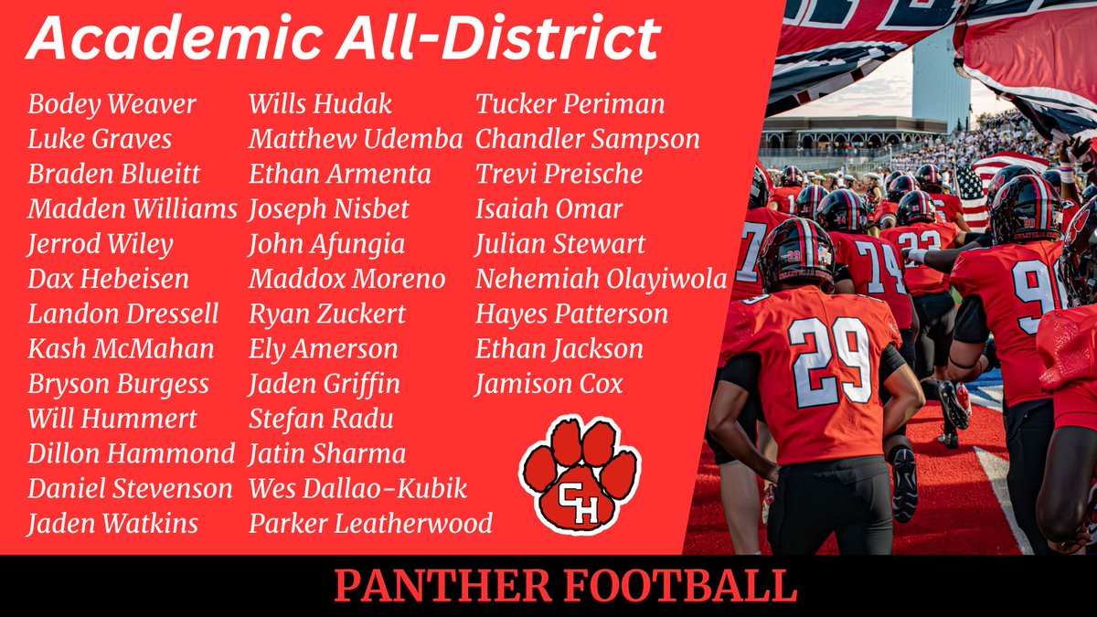 CHHS_FOOTBALL's tweet photo. ACADEMIC ALL-DISTRICT https://t.co/DA83vqhsBp