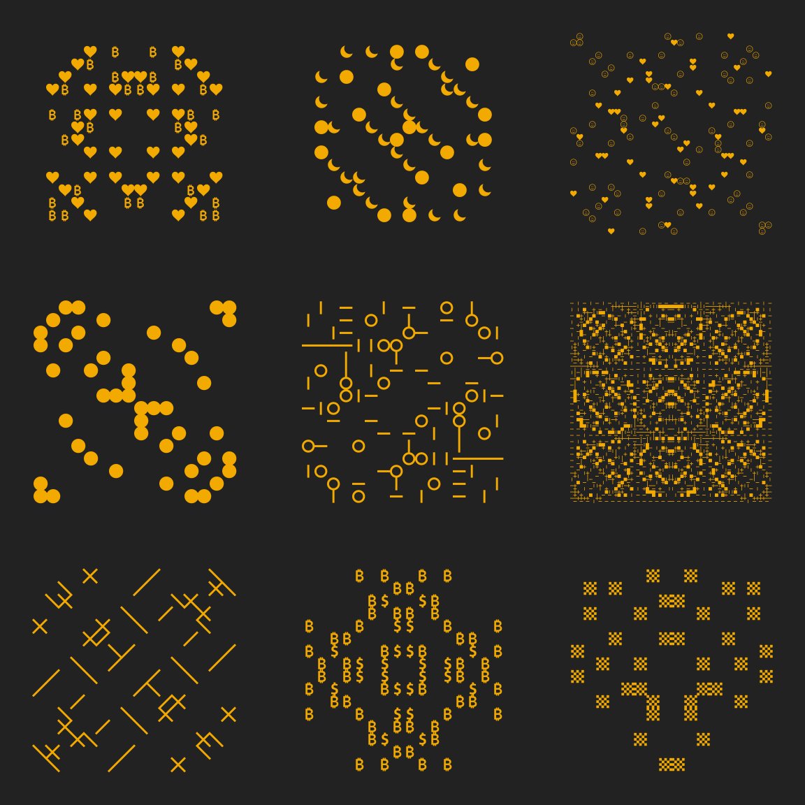 bitglyphsnft's tweet photo. ✨ Daily BitGlyphs #27 ✨

#371, #275, #195
#315, #818, #100
#695, #288, #688 https://t.co/FfIQOcUUD0