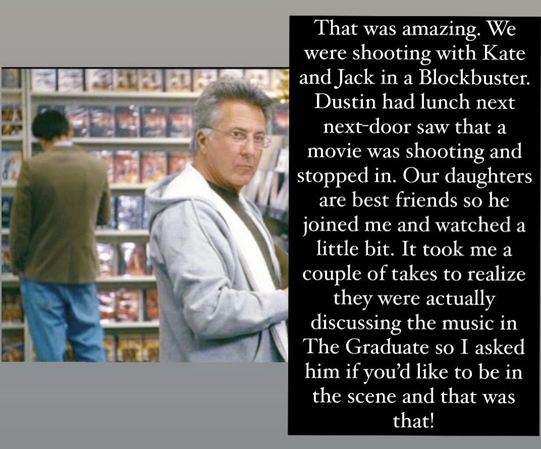 Lulamaybelle's tweet photo. Whenever the Blockbuster Video scene from THE HOLIDAY comes up, I like to drop this little fun fact courtesy of Nancy Meyers’ Instagram Stories (from a few years ago). https://t.co/blc70NwuMv