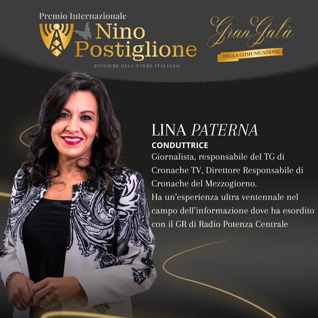 cronachelucane's tweet photo. Lina Paterna, una dei conduttori del “Premio Nino Postiglione” ✨

23 Dicembre 2024 - Gran Galà della Comunicazione 

#PremioNinoPostiglione #LinaPaterna #GranGalà https://t.co/6PFdSj4Q7K