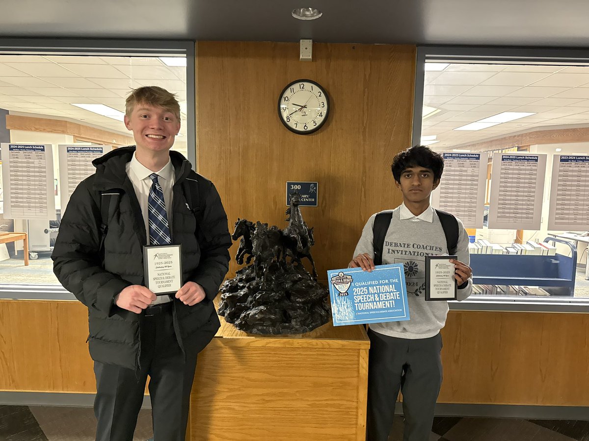 Congratulations to Rohan and Brayden for qualifying to the 100th <a href="/speechanddebate/">National Speech & Debate Association</a> national tournament!