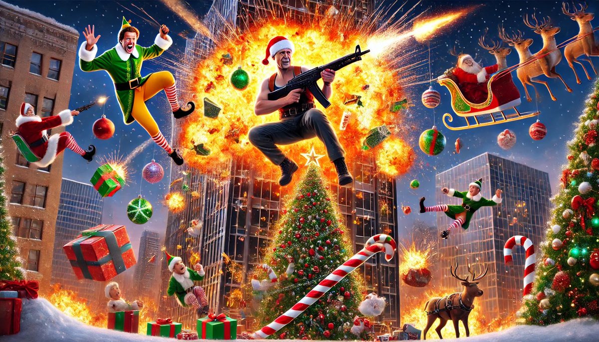 empacdesign's tweet photo. 🎄 Is Die Hard a Christmas movie? 🎄 We wanted to pose this question to our friendly AI, and they sure seem to think so. Here’s a couple renditions in case it isn’t “Christmas enough” for folks 🎅 #christmas #chatgpt #aigenerated #diehard https://t.co/wQ0QMpn0xy
