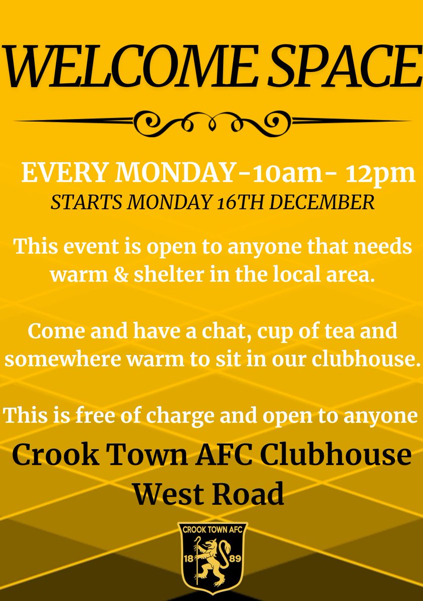 A reminder that tomorrow is our first welcome space morning 10am-12pm.

Come along for somewhere warm with a hot drink ☕

Anyone welcome that is in need so please spread the word 🩶💛