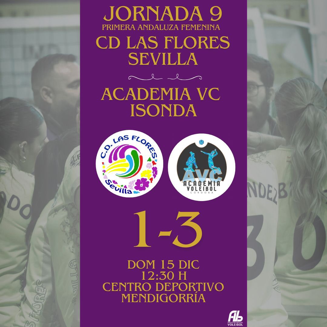 cdlasflores's tweet photo. Derrota en casa ante Academia en nuestro último partido en casa del año ❌😔. Pensamos ya en el siguiente partido para acabar bien el año 💪🏽.

¡¡Vamos chicas!! 💜⚔️💛

@FAVB_ @IMDSevilla https://t.co/Ibn6qEOpsQ