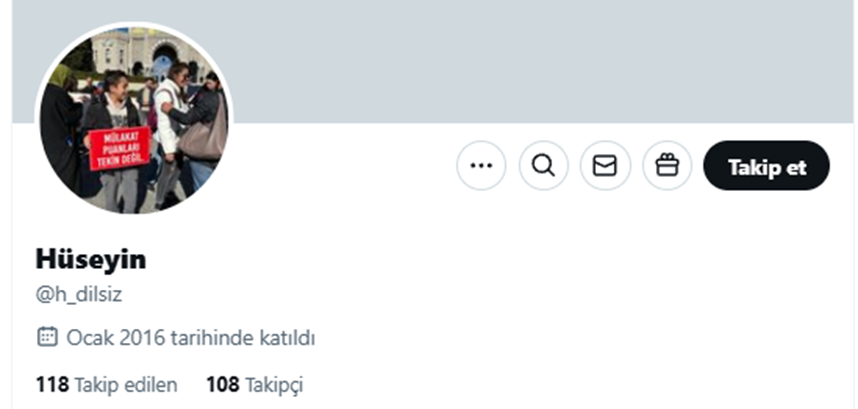 SaatHaberX's tweet photo. [ÖZEL HABER-Saat Haber]

Yusuf Tekin'in sürekli istifasını isteyen eşinin mülakat mağduru olduğunu iddia eden sosyal medya hesabını kullanan kişi kırmızı listede aranan terör örgütü PKK/PYD'nin elebaşı çıktı.

- Sosyal medya @ H_dilsiz sosyal medya hesabını kullanan kişi Hüseyin Dilsiz ve eşi Elif Dilsiz.

- Hüseyin Dilsiz, eşinin mağdur olduğunu iddia ederek aylardır Milli Eğitim Bakanı Yusuf Tekin ve Milli Eğitim Bakanlığı'na saldırıyor.

- Hüseyin Dilsiz'in kardeşi İlyas Dilsiz.