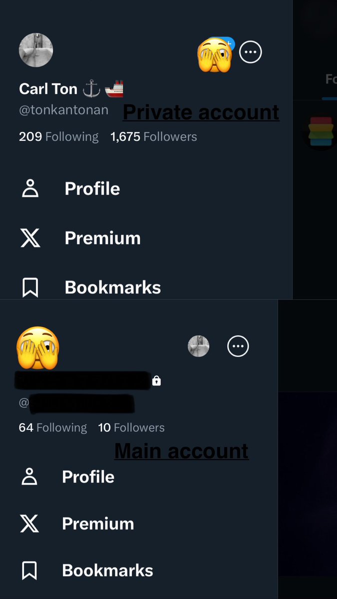 tonkantonan's tweet photo. Yung mas madami pang followers yung private account ko kahit this year ko lang ginawa tapos yung main account ay sakto sa bilang ng kamay sa daliri ang followers ko na 2020 ko pa eto ginawa. Face reveal na kaya ako dito? Charrr! 🫣😂 https://t.co/dikUInhuYm