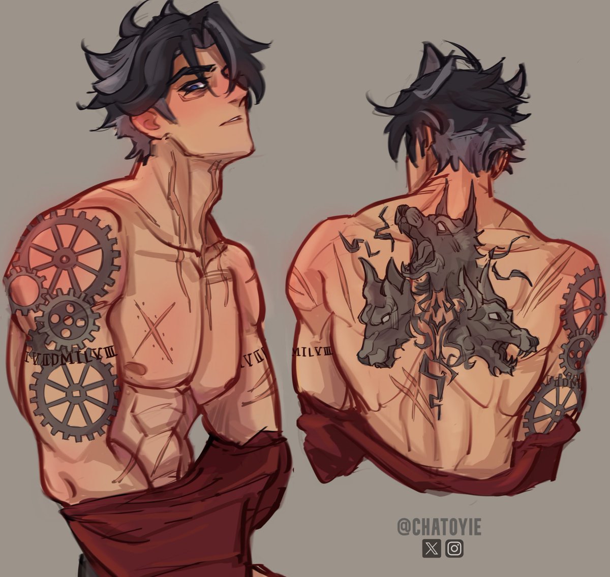 chatoyie's tweet photo. redraw one year later #wriothesley https://t.co/fP1F5ElY1a