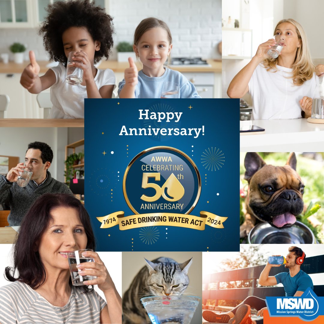 MSWaterDistrict's tweet image. 💧On December 15, 1974, the Safe Drinking Water Act (SDWA) was signed into law, marking a pivotal step in ensuring safe and clean drinking water for millions of Americans. Since 1953, MSWD has ensured to provide safe, clean, award-winning water. #SDWA50 #MSWDcares #SDWA
