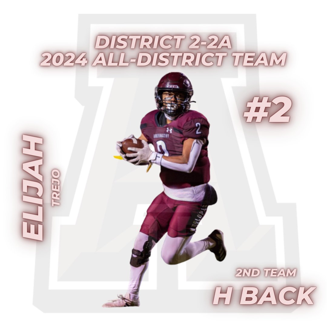 District 2-2A 2024 All-District 2nd Team H-Back.

Congrats <a href="/ElijahTrejo10/">Elijah Trejo</a>