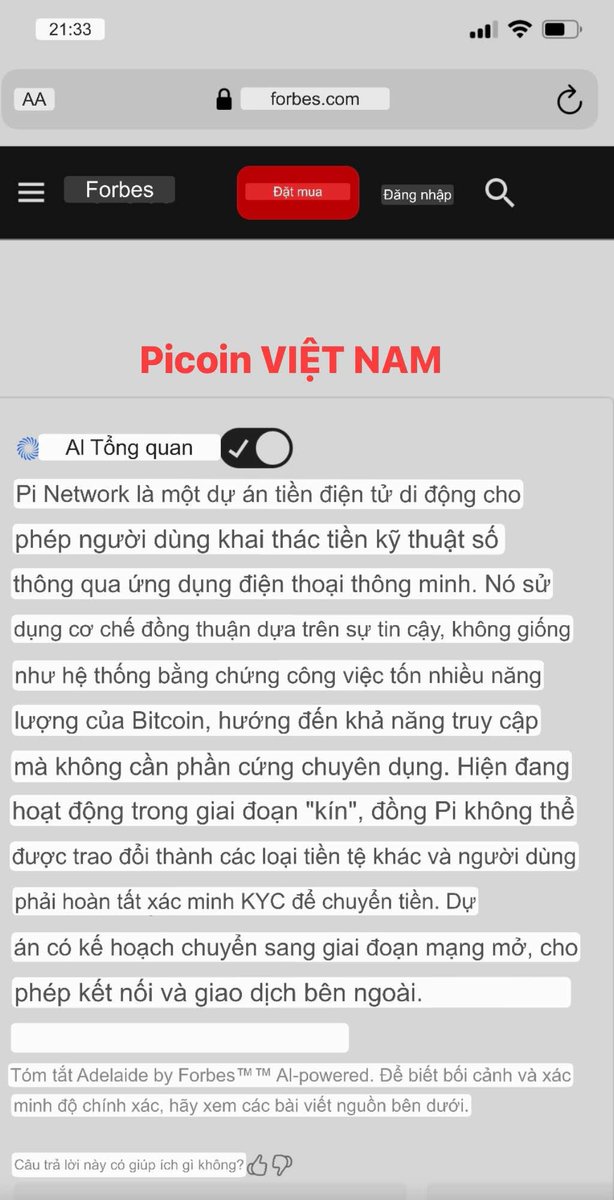 HNM_PI_888's tweet photo. 💥💥💥Liên tục là các bài báo viết về Pi Network, giờ đến Forbes
Pi mãi đỉnh
#PiNetwork2024
#Pi
#Pinode
#PiCoreTeam
#Pifest2024
#Pioneer
#Pinew https://t.co/UsR8tl6TBE