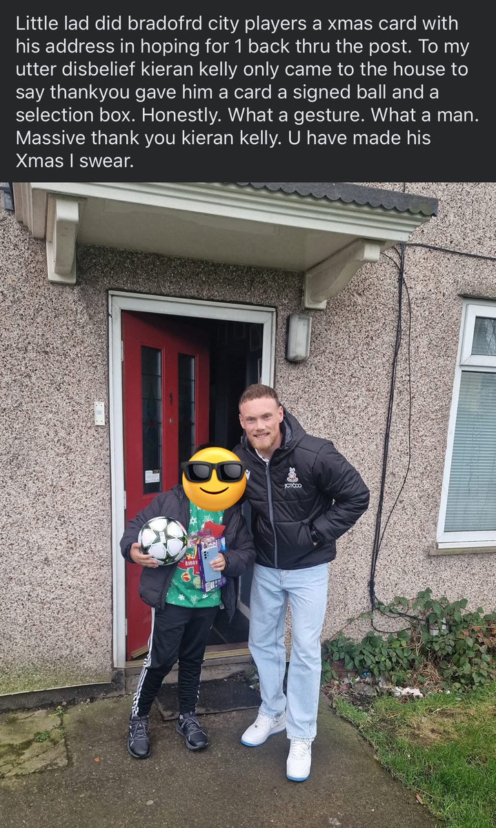 CraigAndrew3's tweet image. Just seen this on one of the Bradford City FB pages. Class that from the club and from Kelly! 👏🏻👏🏻👏🏻 #bcafc #bantams