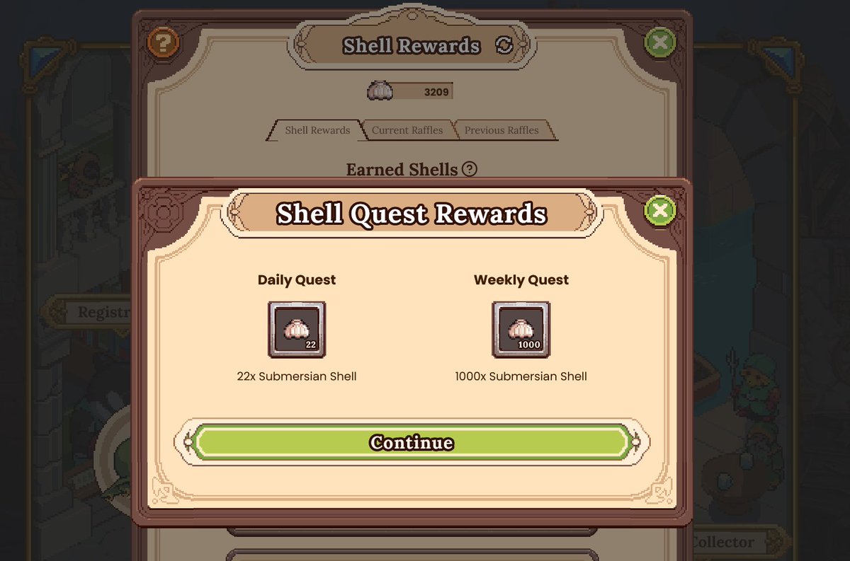 boggsee33's tweet image. Have you been keeping up with your daily #Submersia Quests on the @MetisL2  chain, in @DeFiKingdoms ?

Earn your #Shells via Playing in #PvPBouts, #Voting on Matches, Claiming hero #influence or #EXP. Collect 200 Shells each day to complete the #FirstQuest and then reap the…