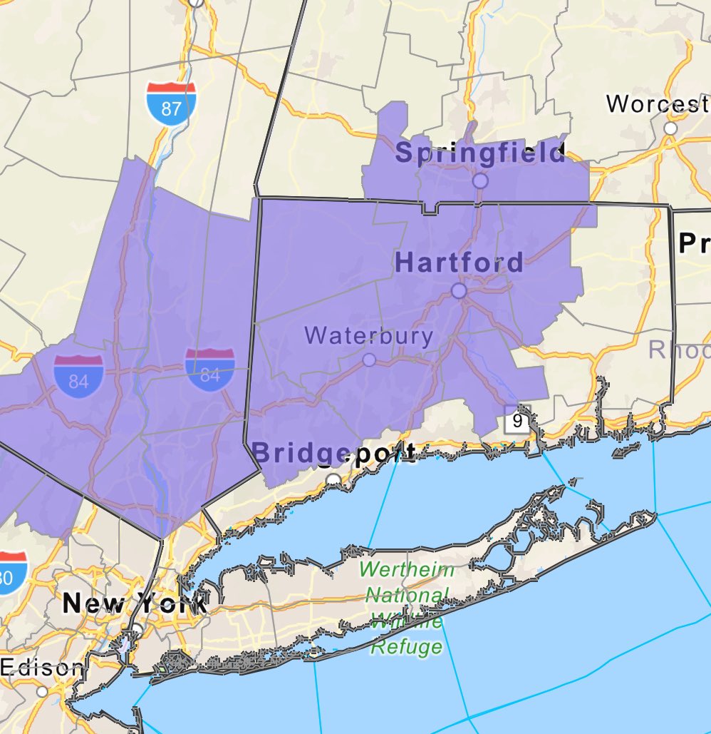 CTWeatherCenter's tweet photo. A WINTER WEATHER ADVISORY is in effect for most of interior CT and adjacent NY state tomrrow. Up to an inch of snow is possible in the highest elevations, but the main concern is a few hundreds of an inch of ice accretion. This can make untreated surface extremely slippery. https://t.co/NwMJzwhzRI