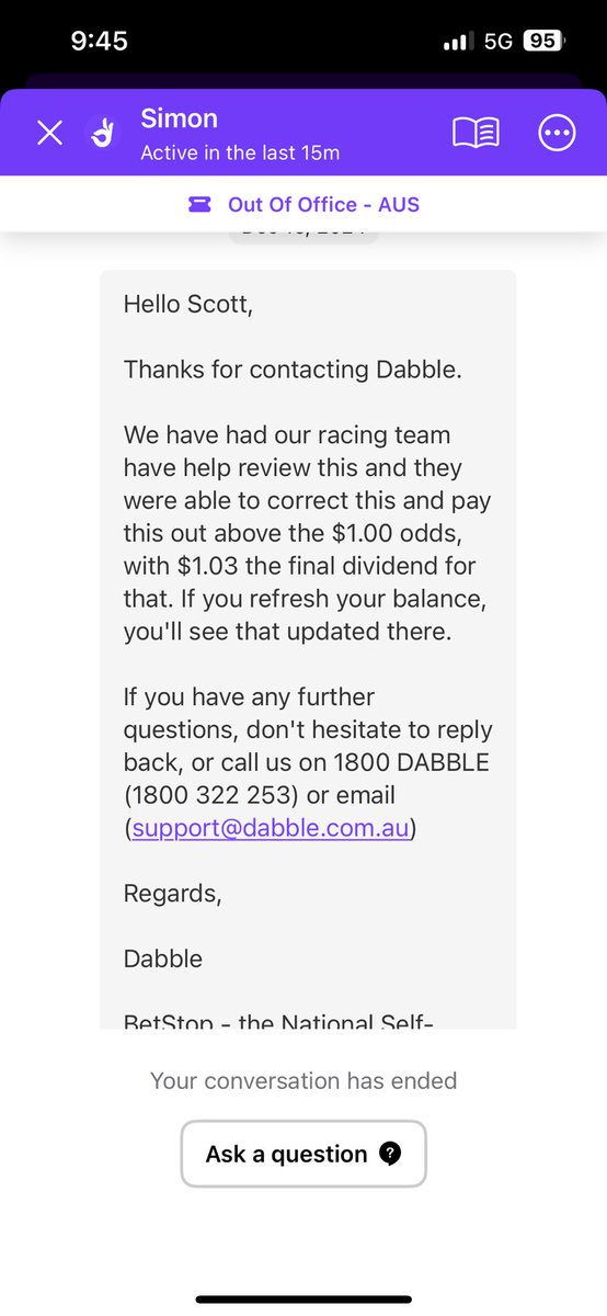 drscott81's tweet photo. Justice has been served!
I contacted them to say they way they do deductions is a rort &amp; id contact NT gambling board, nek minnit! 💰 https://t.co/45BOkb0DLk