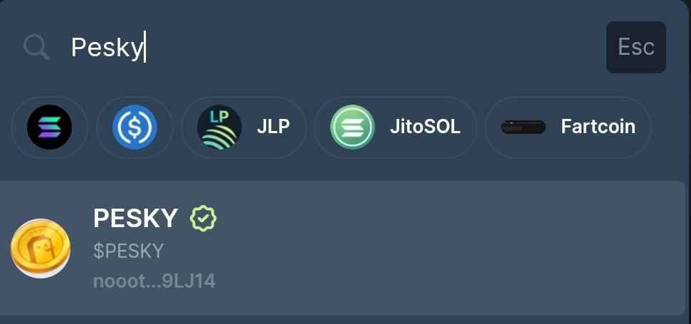 The ticker is $pesky . Available to be traded on jup at your earliest convenience. NOOT NOOT