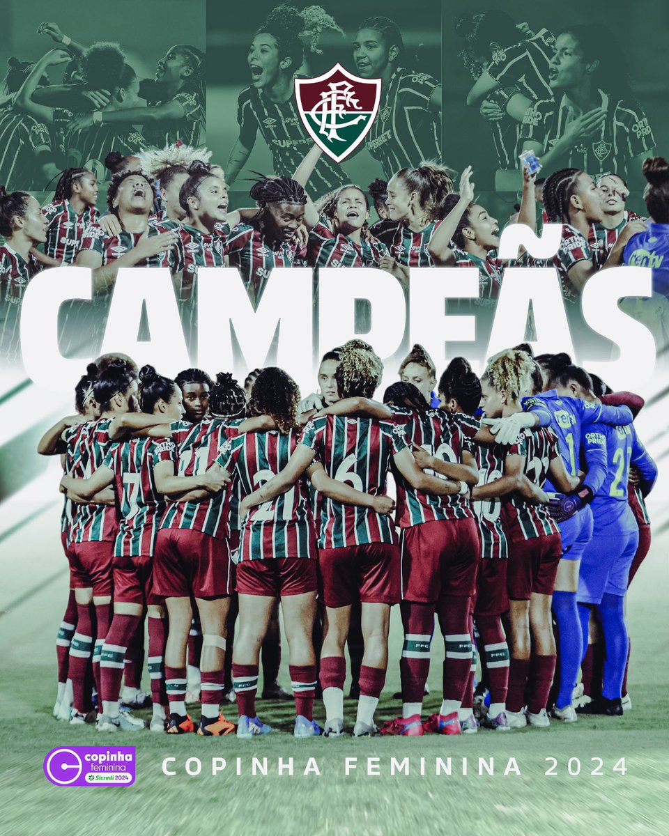 FluminenseFCFem's tweet photo. É CAAAAAMPEÃAAAAAAAO! O FLUMINENSE CONQUISTA A COPINHA FEMININA 2024! UH VEM QUE TEM, AS #MENINASDEXERÉM! 🏆🇭🇺🏆🇭🇺🏆🇭🇺 https://t.co/gikbOP7Dam