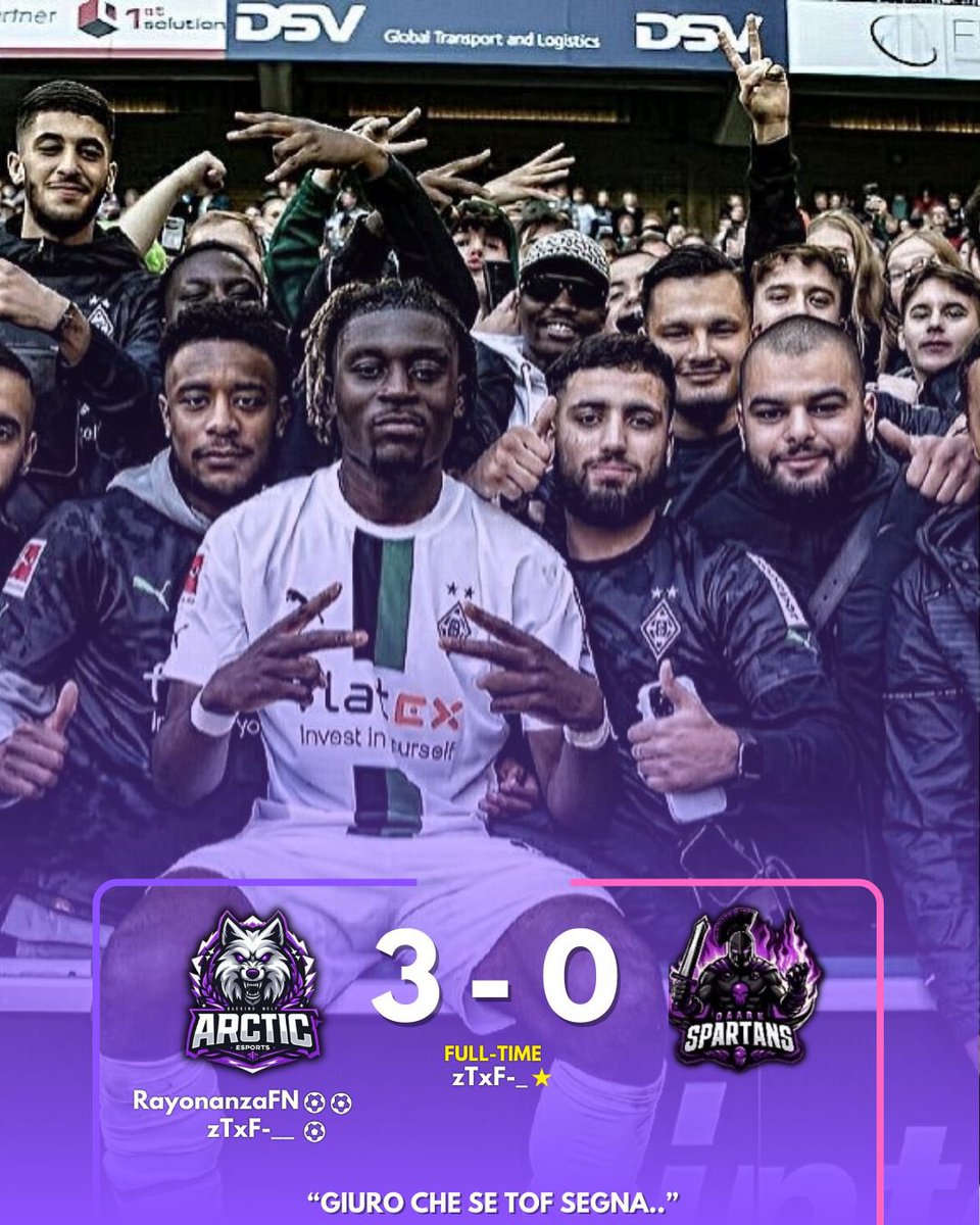 🏆|Game QSA
🏆|Vs DARKSPARTANS 
⚽️|3-0💜🤍

<a href="/VPLItaly/">VPL Italy 🇮🇹</a> <a href="/OfficialVPG/">Virtual Pro Gaming</a> <a href="/LegaDilettanti/">LND</a>