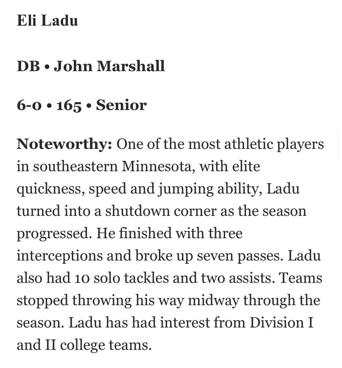 Two-way player💯, All-Area 1st team CB! <a href="/Sports_PB/">Post-Bulletin Sports</a> <a href="/pbpruff/">Pat Ruff</a>