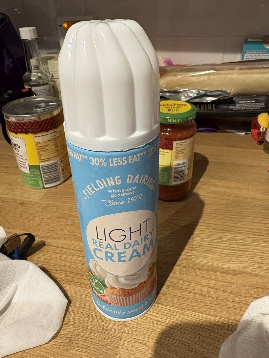 phoebemonkey's tweet photo. I got this can of spray cream in my online order today from @Tesco - it is covered in DOG SHITE. 

I’ve already reported it and been refunded. But I’m not entirely happy with them just ‘feeding the issue back to the store’ 

HOW did it end up like this?! https://t.co/S7wjP3mYho