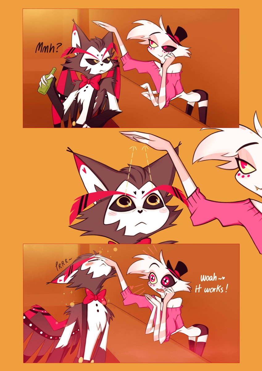 Lunaticaauri's tweet photo. Sometimes when I miss my cat I came up with these silly ideas... :3
#huskerdust #angeldust #Husk #HazbinHotel https://t.co/s9svLKR7rV