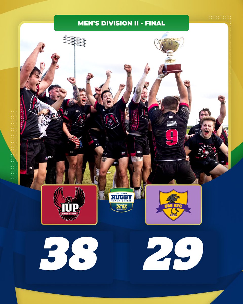 Your DII National Champions…THE IUP REDHAWKS! 🏆

#NationalXVs #CRCXVs #Rugby