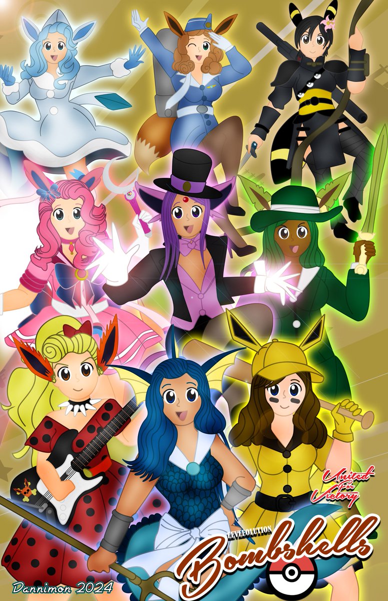ArtofDanni's tweet image. Pokemon gijinkas that I like to call the Eeveeolution Bombshells based off Ant Lucia's DC Bombshells from DC Comics. All 9 Eeveeolutions were given the pokemon gijinka treatment inspired by the 1940s and the 1950s.  #eevees #pokemon #dcbombshells #dannimondesigns #artmoots