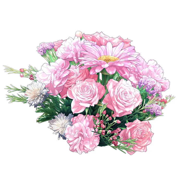 フラワーアレンジメント風素材その1です画面にちょこっと花を足したい時などにどうぞ加工・商用利用OK 再配布NG png透過素材はこちらから→ダウンロード期限:2025年3月26日(水)#フリー素材 