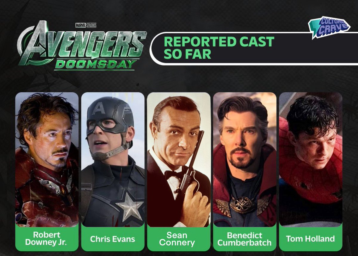 Prepare for #AvengersDoomsday
The world of superheroics is about to get shaken, not stirred! 
AVENGERS casting update: The legendary Sir Sean Connery makes a spectacular return to the screen. 
Strap into your ejector seats.