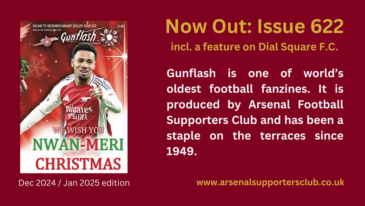 TheDial's tweet photo. The latest (622)πprinted edition of #Gunflash has landed, featuring @SurreyPremierFL #DialSquare on page 19. Published by @AFSCLondon
You can subscribe to the bimonthly Arsenal fanzine here: https://t.co/w1ZNwF4t4T https://t.co/DbkeE3EH7u