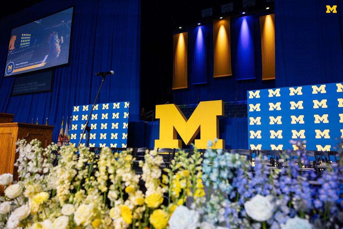 UMich's tweet photo. U-M’s 2024 Winter Commencement celebration is about to begin inside Crisler Center. Livestream: https://t.co/XqVzggT2nv #MGoGrad https://t.co/YryCux41w1