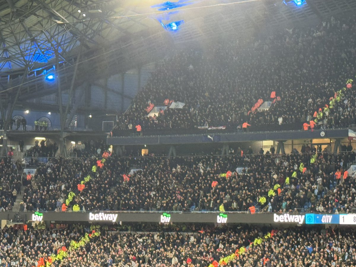 The Manchester United end goes up. A flag stating ‘115. 3007. 192’ is unfurled.
Charges. Crowd v Mansfield. Bus number to Stockport.