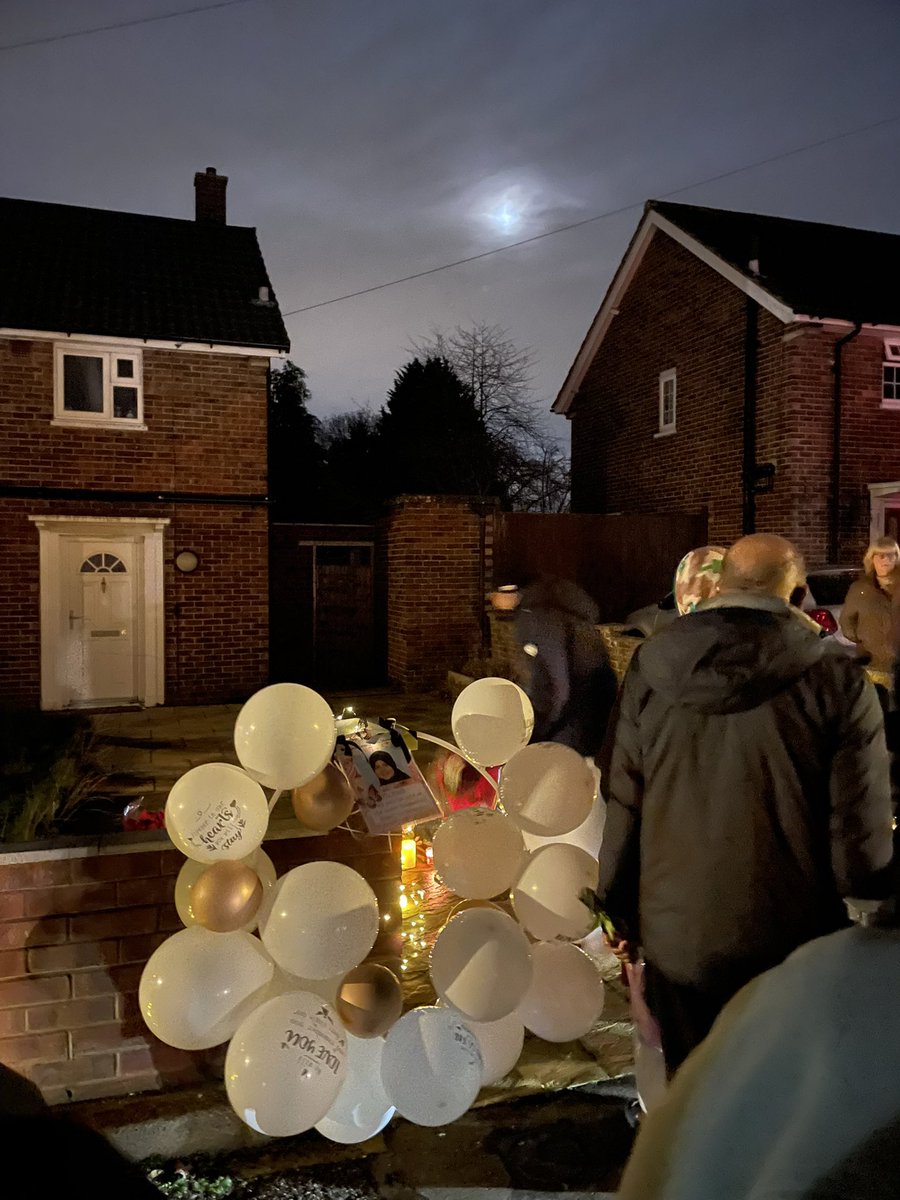 A large number of people have gathered outside a property on Hammond Road in a vigil to remember 10-year-old Sara Sharif, whose body was found here in August last year. 
This week, Sara’s father and stepmother were found guilty of her murder.