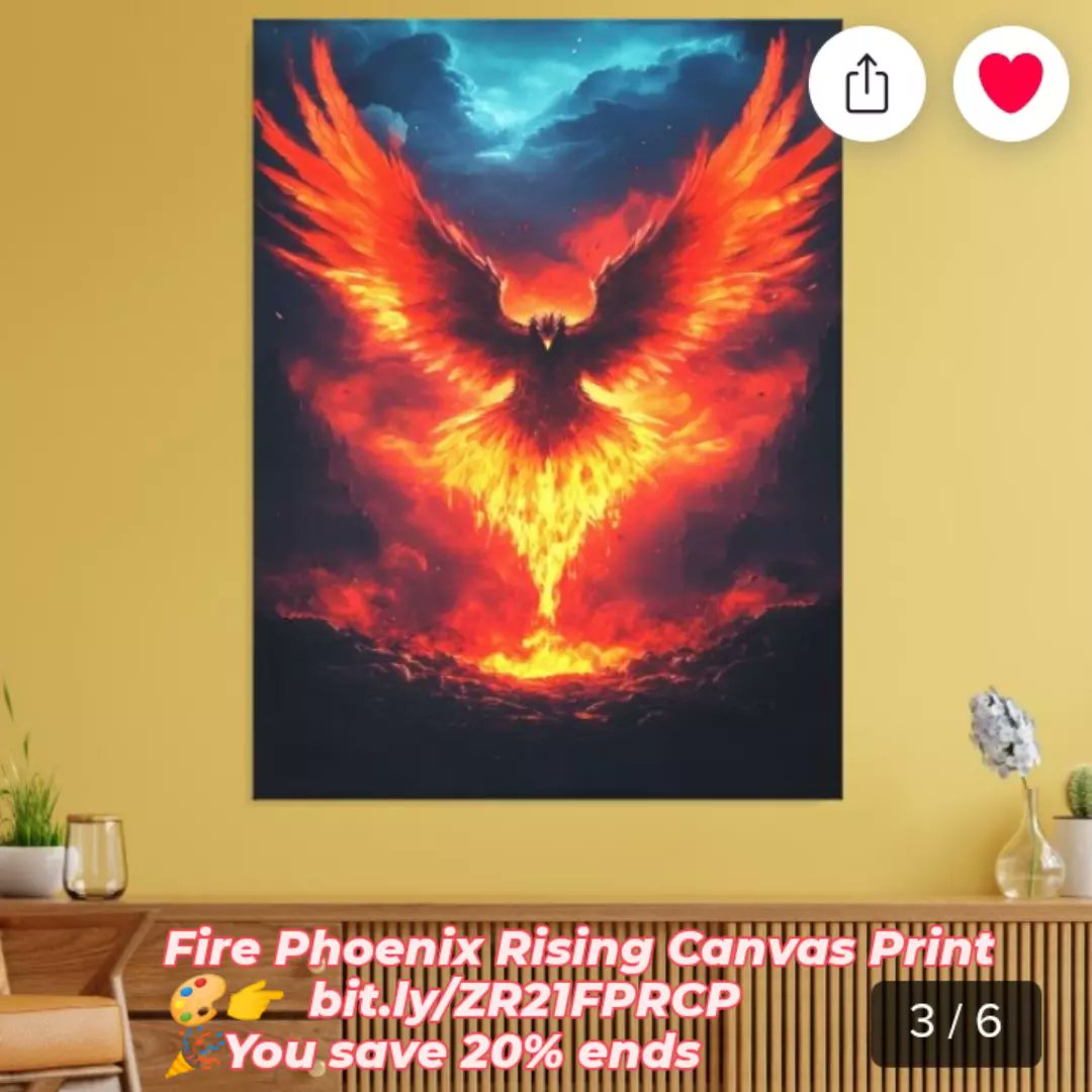 zr21designs's tweet photo. Fire Phoenix Rising Canvas Print
🎨🔗👉 https://t.co/v1IREnBvIb
🎉You save 20% ends today🎉 
@zazzle #Zazzlemade #art #PhoenixDesign #gifts #MythicalArt #design #Original #BoldResilience #canvas #Phoenixrising #artwork #painting #artist #homedecor #decorideas #artdecor #giftideas https://t.co/qX5ftq4FKA