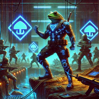 Bassfrog_sol's tweet photo. In the depths of the Solana trenches, Bassfrog rallies the army. 

Glowing maps, high-tech armor, and a relentless drive for victory. 

The battle for crypto dominance is fought in neon and grit. 

#BASSFROG #SolanaArmy #CryptoBattle https://t.co/Rd2UOMTYuI
