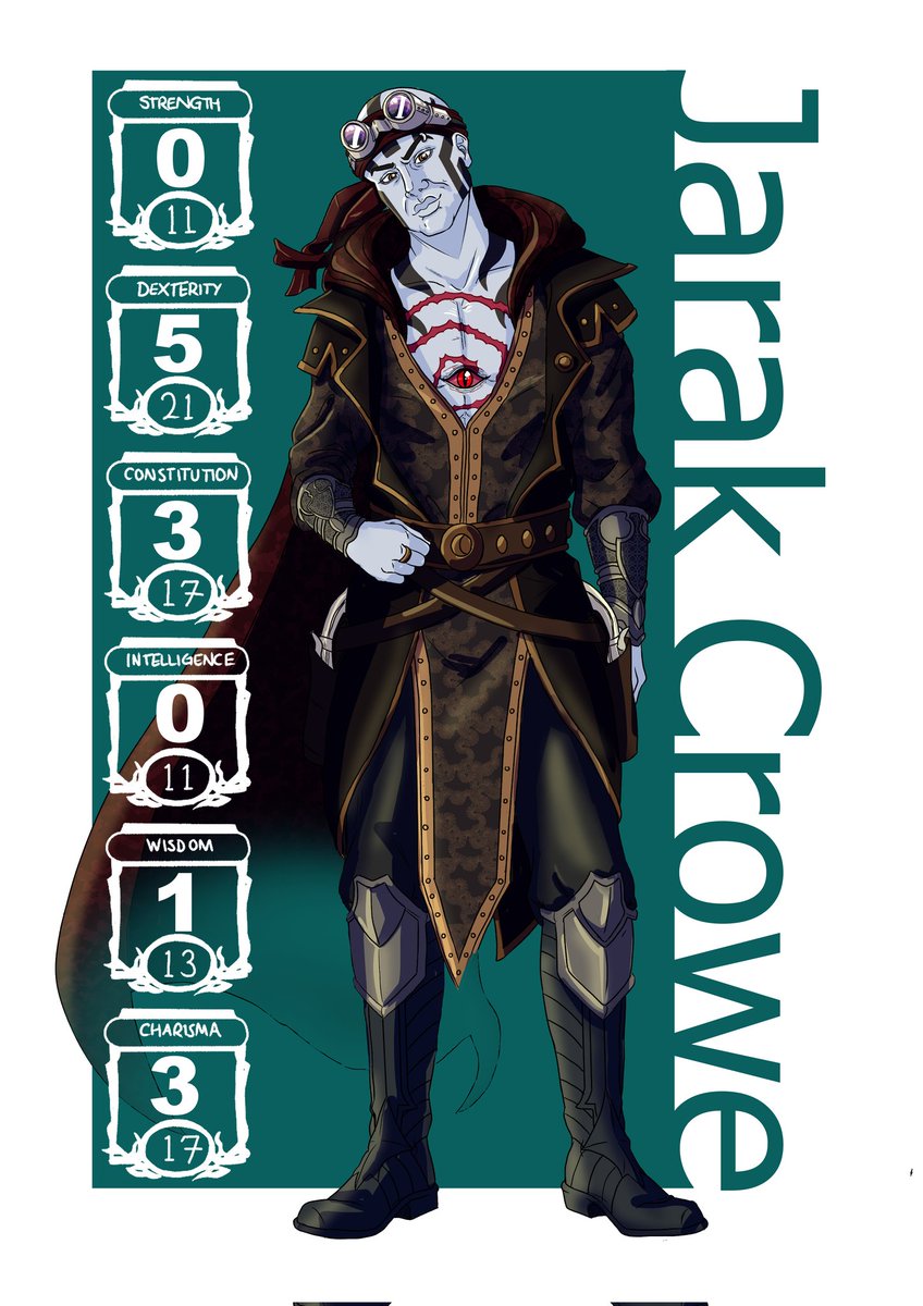 I've really not been on the ball!! Drew this back in October, he's my #Goliath rogue/warlock in our Evil Exandria campaign.

#art #artist #DigitalArt #Colour #Color #DnD5e #CharacterArt