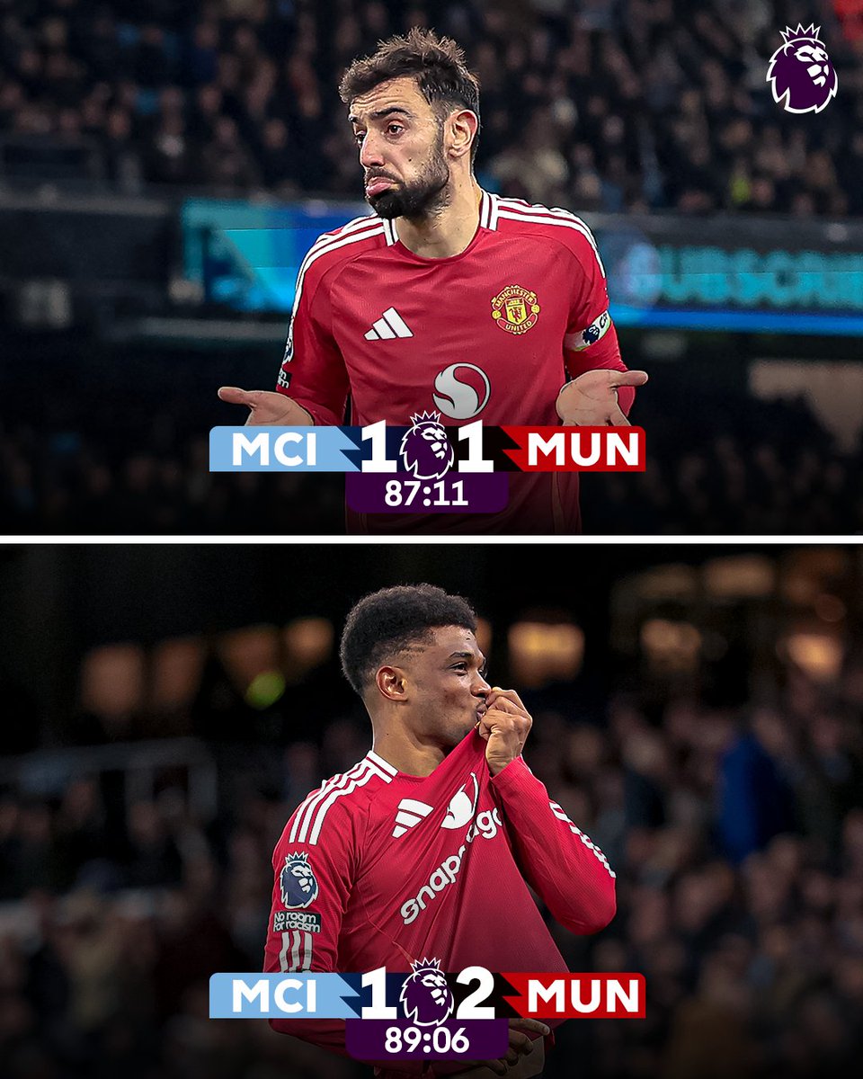 premierleague's tweet image. One minute and 55 seconds that changed the course of the Manchester derby.

#MCIMUN