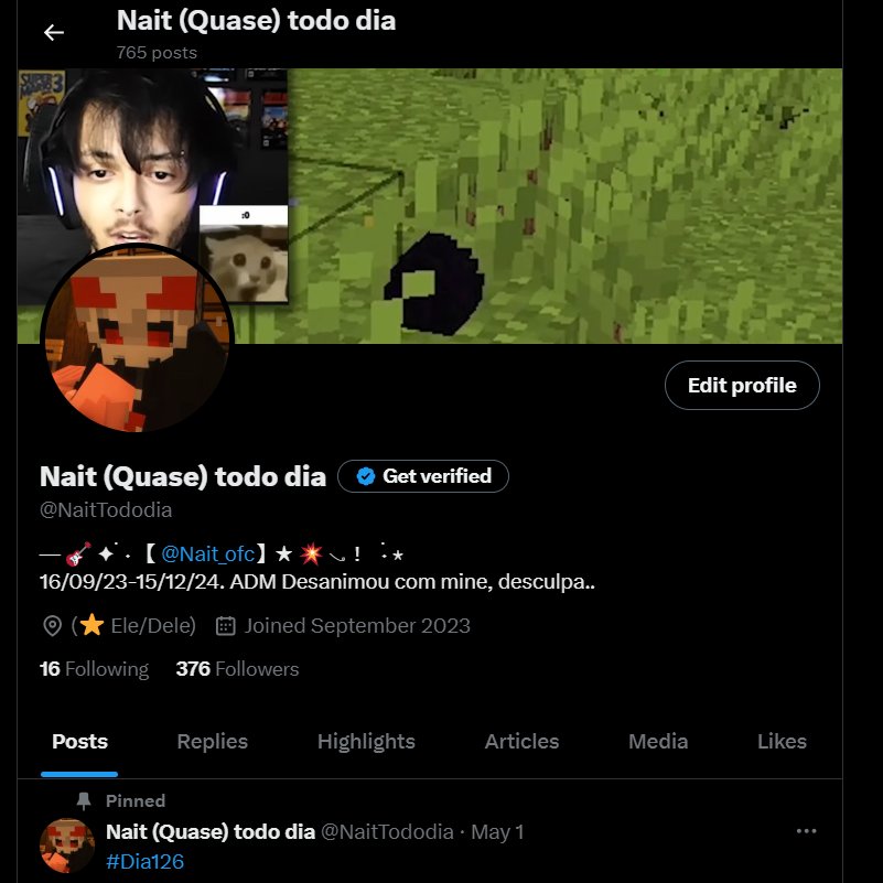 NaitTododia's tweet photo. Obrigado a todos que me acompanharam dês do primeiro dia, Eu sou muito grato a vocês e ao Nait por terem sempre me apoiado a continuar com essa conta.. Infelizmente eu não estou mais muito animado com mine, eu sei que o Nait vai fazer um canal para outros jogos + https://t.co/3dIbr43NNM