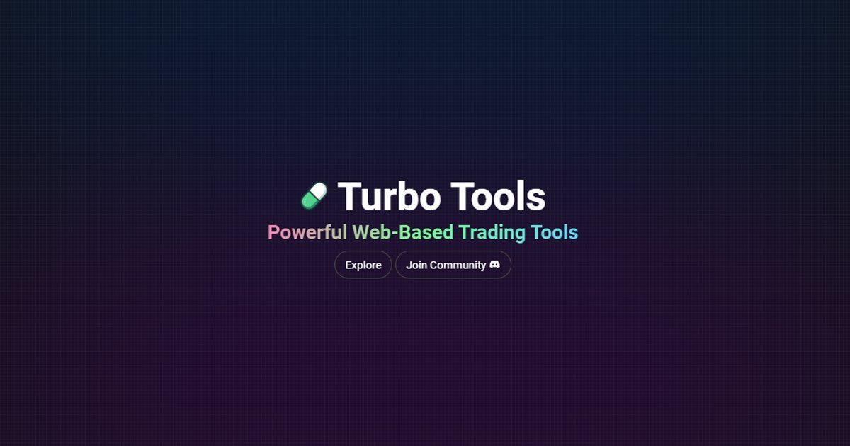 TurboTools_fun's tweet photo. Turbo Tools has officially launched 🥳

Web based trading tools to gain a true edge over your competitors.

We will feature both premium and free tools.

https://t.co/i7AqSvw5Mg https://t.co/PeXUH6MnB4