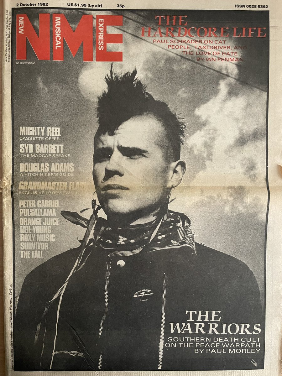nme1980s's tweet photo. Ian Astbury of Southern Death Cult makes the front page.
Photo by Anton Corbijn.
New Musical Express, 2 October 1982. https://t.co/UbK2SN03Sg