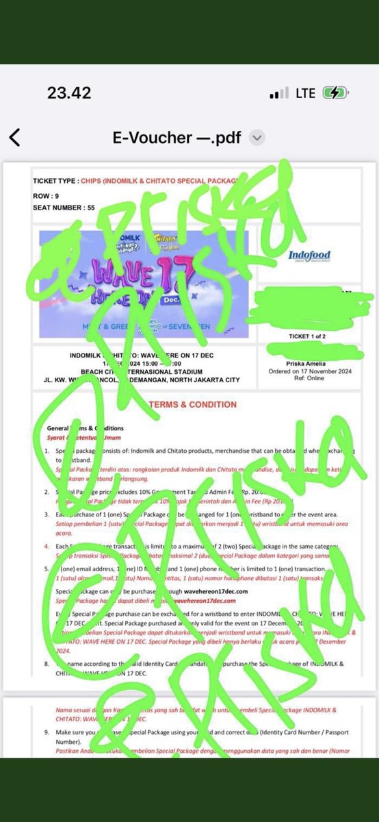deasyashari09's tweet photo. Guys utk kalian yg masih nyari wts tiket meet &amp; greet svt harap lebih teliti lgi ya, hari ini aku kena scam sma org ini PRISKA AMELIA PUTRI dom bandung, jangan mudah tergiur jga harga murah &amp; embel msk venue brng gk menjamin ya

#ChitatoLeadTheWave 
#WaveHereOn17Dec 
#SEVENTEEN https://t.co/R7ySLldphM