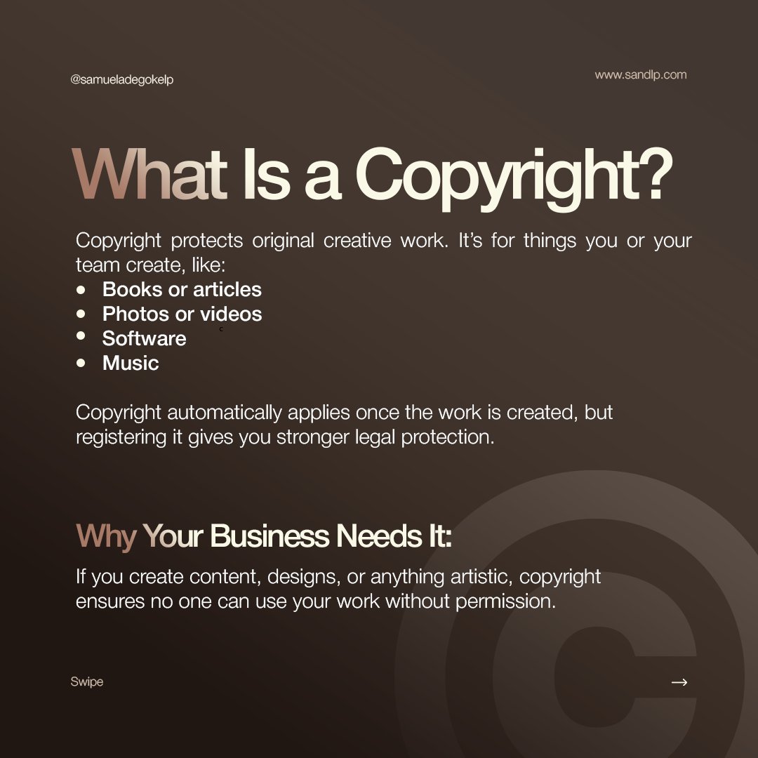 samueladegokeLP's tweet photo. While trademark protects your brand identity, copyright secure your creative works. Knowing which one your business needs can make all the difference.

 #IPL #trademark #copyright https://t.co/RXYsSBK0zW