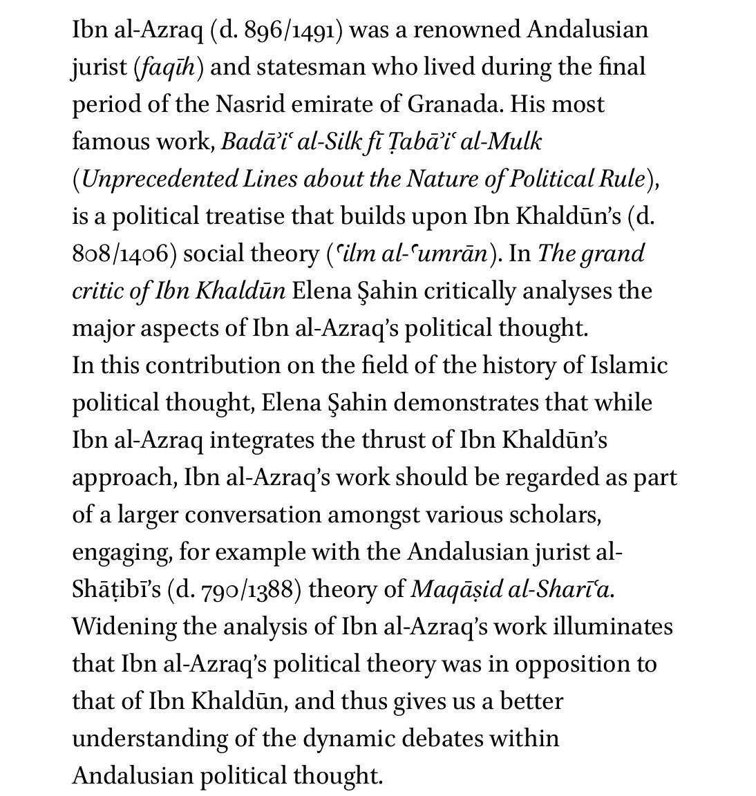 Tafalsuf's tweet photo. سيَصدُر الخميس القادم كتاب «The Grand Critic of Ibn Khaldūn» تحلل فيه الباحثة إلينا شاهين الجوانب الرئيسة لفكر ابن الأزرق (ت:1491/896) وتقاطعه مع طرح ابن خلدون - النبذة وفهرس الكتاب مرفقان.
🔗 عن دار بريل: https://t.co/QcU8LtGI0L https://t.co/Ocjotfyx0o