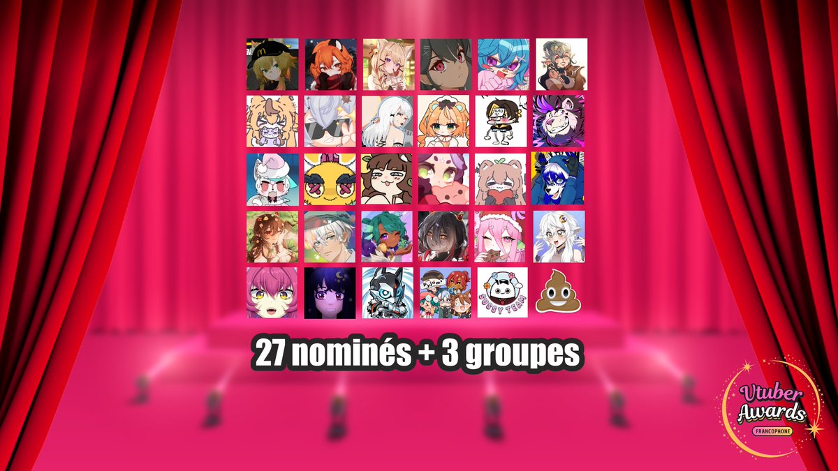 FELICITATIONS aux 27 nominés et 3 groupes qui se hissent à la 2e phase des Vtuber Awards FR!🎊

Je vous invite d'ores et déjà à voter pour vos Vtubers préférés parmi les finalistes des 16 catégories!!

➡️forms.gle/6HKkaveUkJ2RdN… ⬅️

Le formulaire est ouvert jusqu'au 22/12 minuit!