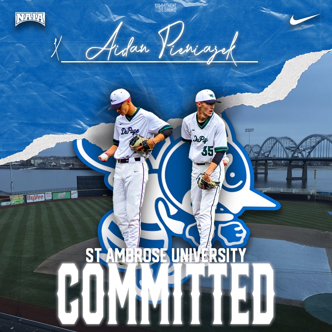 Aidan Pieniazek (@aidanpieniazek) on Twitter photo Headed to the Port 🎡🎡
Beyond blessed for this opportunity! Without God and the amazing support from family, friends, and coaches throughout the years, none of this would be possible.
#committed #rollbees
<a href="/DuPageBaseball/">CoD Baseball</a> <a href="/AmbroseBaseball/">St. Ambrose University Baseball</a> Headed to the Port 🎡🎡
Beyond blessed for this opportunity! Without God and the amazing support from family, friends, and coaches throughout the years, none of this would be possible.
#committed #rollbees
<a href="/DuPageBaseball/">CoD Baseball</a> <a href="/AmbroseBaseball/">St. Ambrose University Baseball</a>