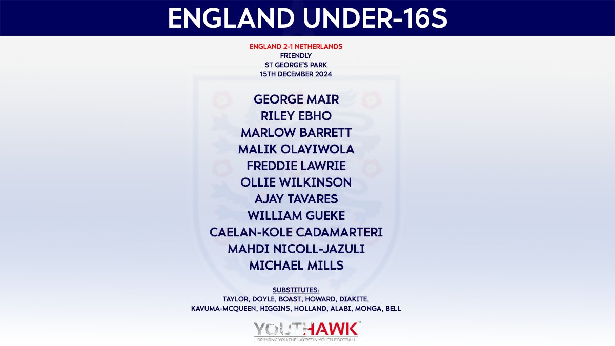 youthhawk's tweet photo. Goals from Everton's Malik Olayiwola and Aston Villa's Freddie Lawrie gave #ENGU16 a 2-1 win vs Netherlands this afternoon in the first of a pair of pre-Christmas fixtures together earlier today. https://t.co/1lcT8YFj7k
