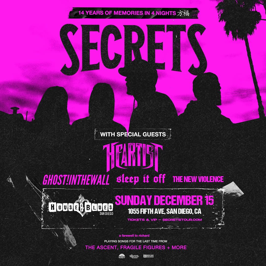 ⚡️TONIGHT ⚡️

<a href="/SECRETSofficial/">𝐒𝐄𝐂𝐑𝐄𝐓𝐒</a> live at <a href="/HOBSanDiego/">House of Blues San Diego</a> 
‌
🎫: secretstour.com