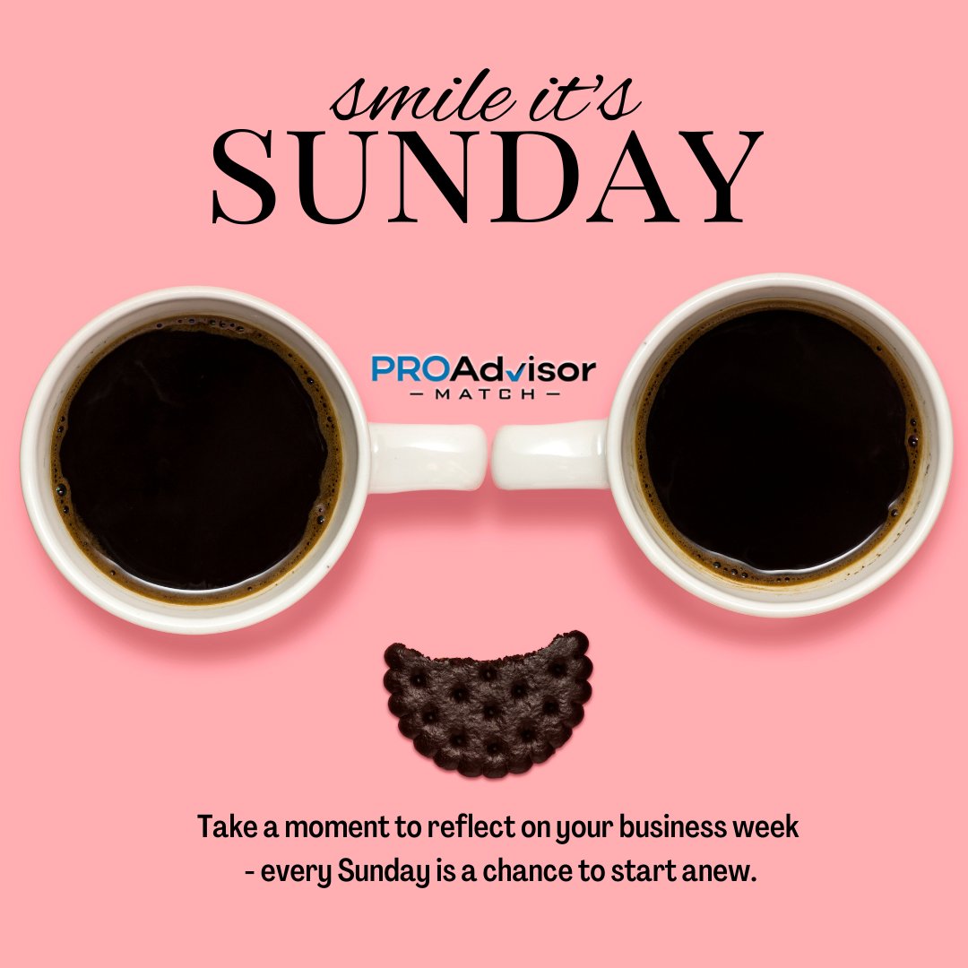proadvisormatch's tweet image. Happy Sunday! Take a moment to reflect on your business week. Every Sunday is a new chance to make it count! 🌤️💼 #proadvisormatch

#SundayVibes #BusinessReflection #StartAnew
