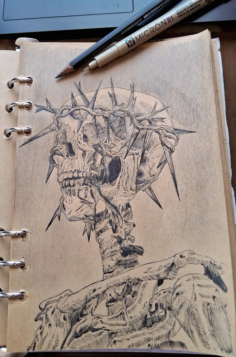 Neps_Crystal's tweet photo. I've been practicing drawing a manga-like style, with only one type of pencil and one color for a project I have and I saw this skeleton on the internet and wanted to try to draw it.
#manga #art https://t.co/SZ3NTYSPpM