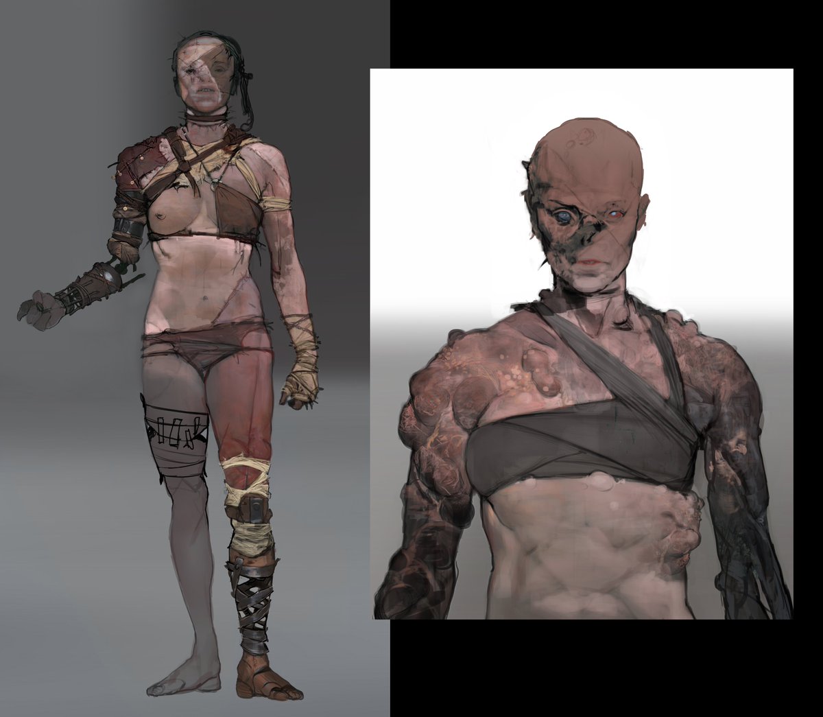 jeffsimpsonkh's tweet photo. Some character designs I did from a cancelled game - I was just tasked with finding some interesting proportions and anatomy.   Was a bit more heavy mental than my usual style but it was alot of fun. https://t.co/uV6tDXYNjb